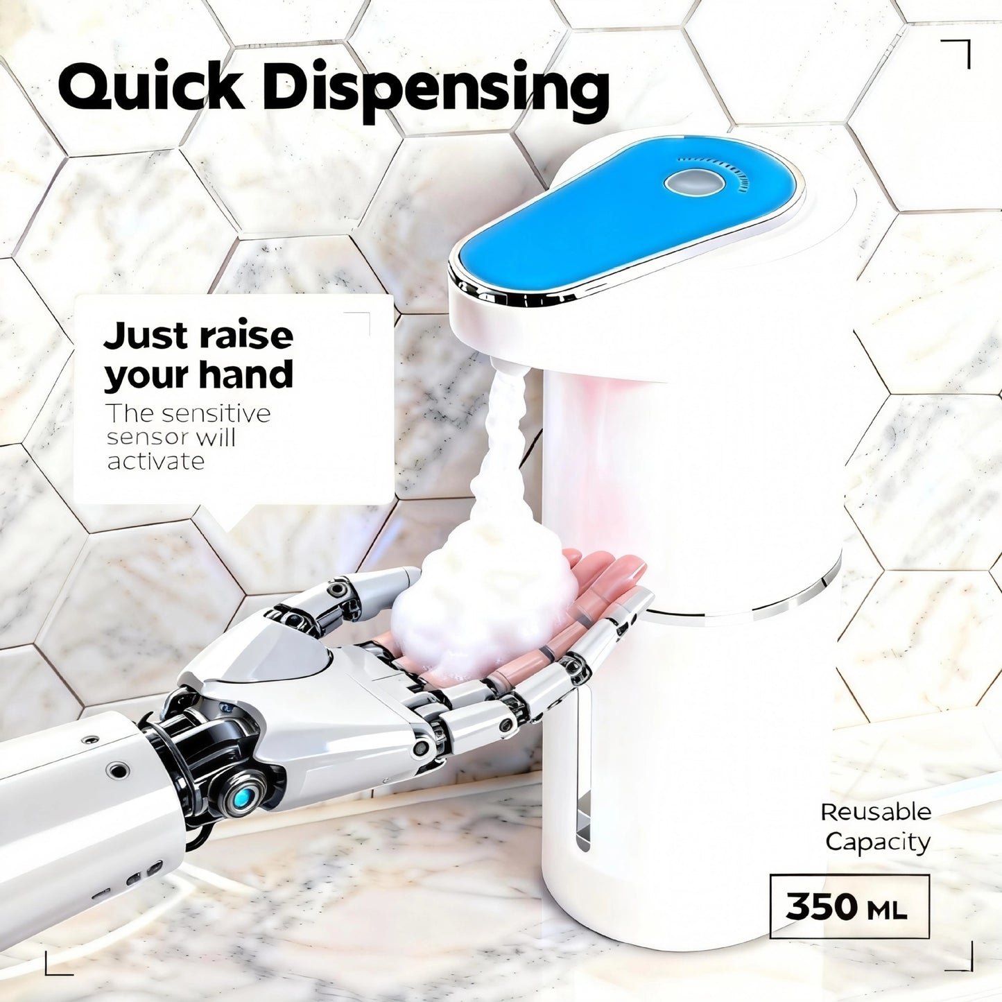 Automatic Foam Soap Dispenser Rechargeable Touch-Free